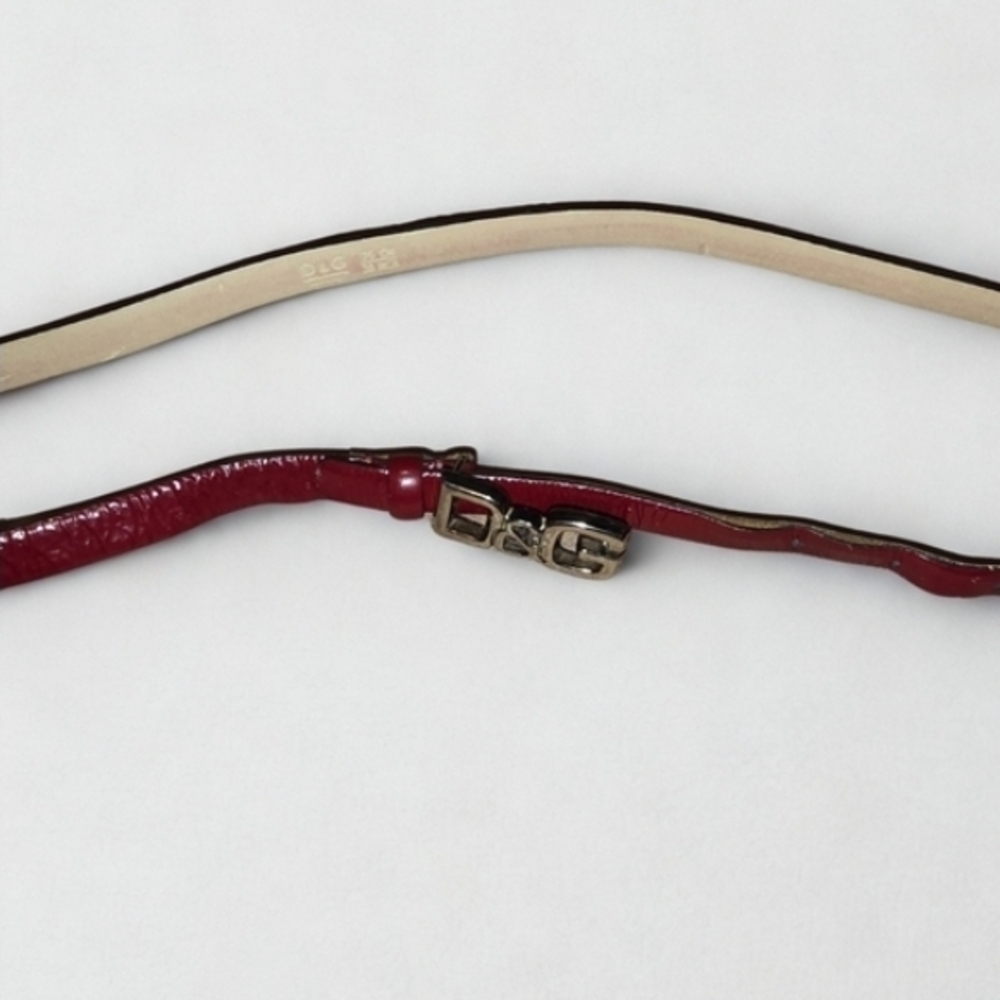 D&G Red Leather Belt with Silver/ Pewter Buckle - Picture 2 of 4